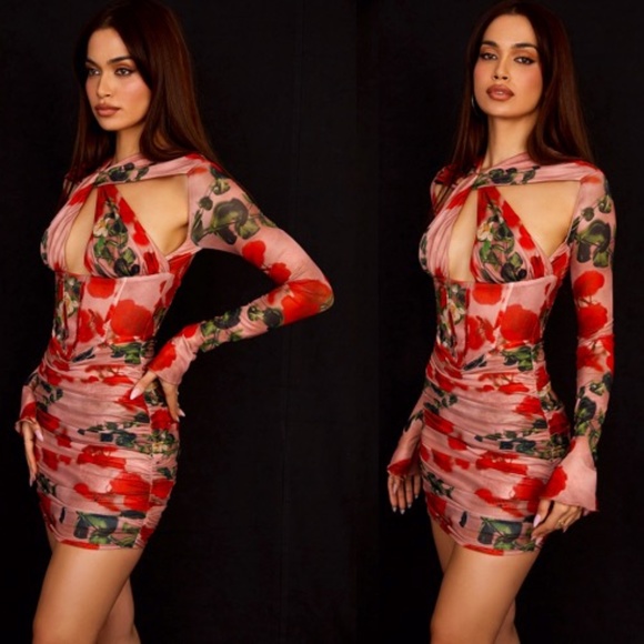 House of CB Dresses & Skirts - HOUSE OF CB - ADANNA ROSE PRINT CORSET MINI DRESS - NWT